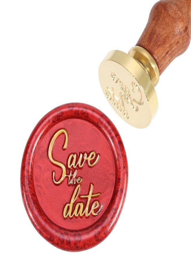Yoption Save The Date Wax Seal Stamp, Vintage Sealing Wax Stamp Brass Head and Wooden Hilt for Wedding Christmas Party Invitations Envelopes Gift Wrap - Image 2